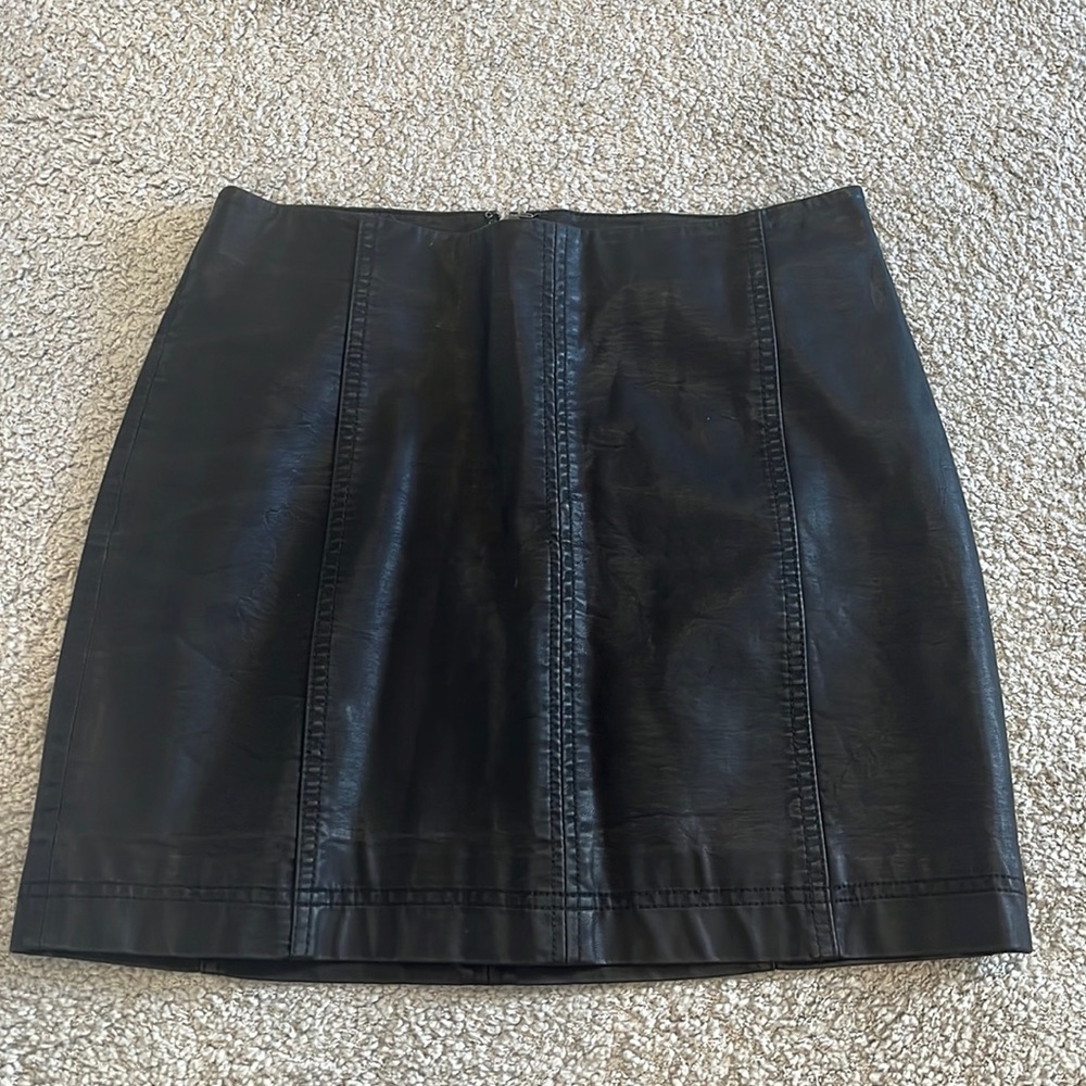 Free people black leather skirt